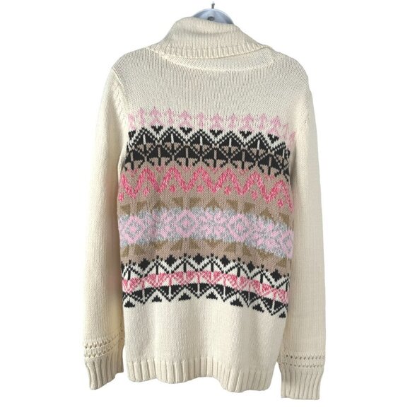 Talbots Turtleneck Sweater Medium Fair Isle Snowflake Cotton Blend NWT FS-1269 - Picture 5 of 10